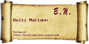 Beitz Mariann névjegykártya